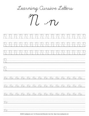 how to draw a cursive n: how does the cursive n differ from its print counterpart in terms of stroke order and flow?